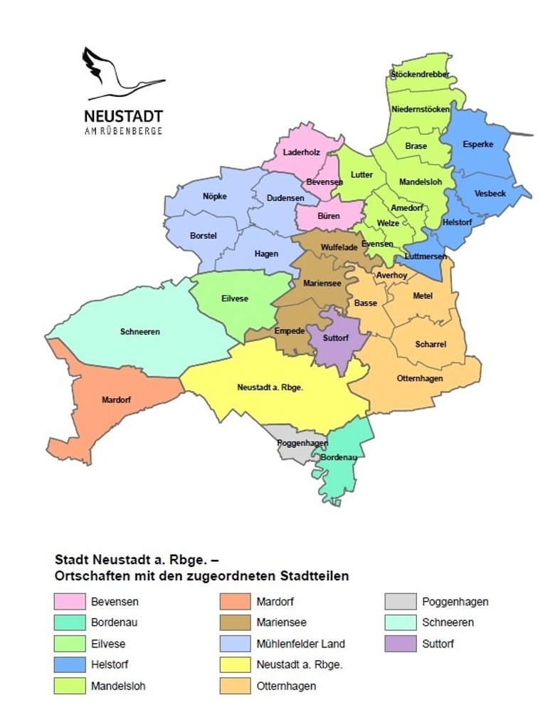 Die 13 Ortschaften im Stadtgebiet